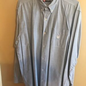 Chaps Light Blue Casual Button Down Shirt
